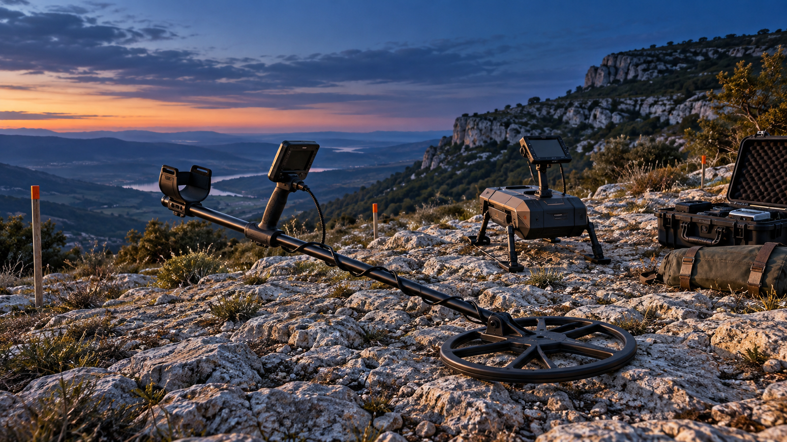 Détecteur d'or professionnel et scanner de sol 3D sur terrain rocheux en France